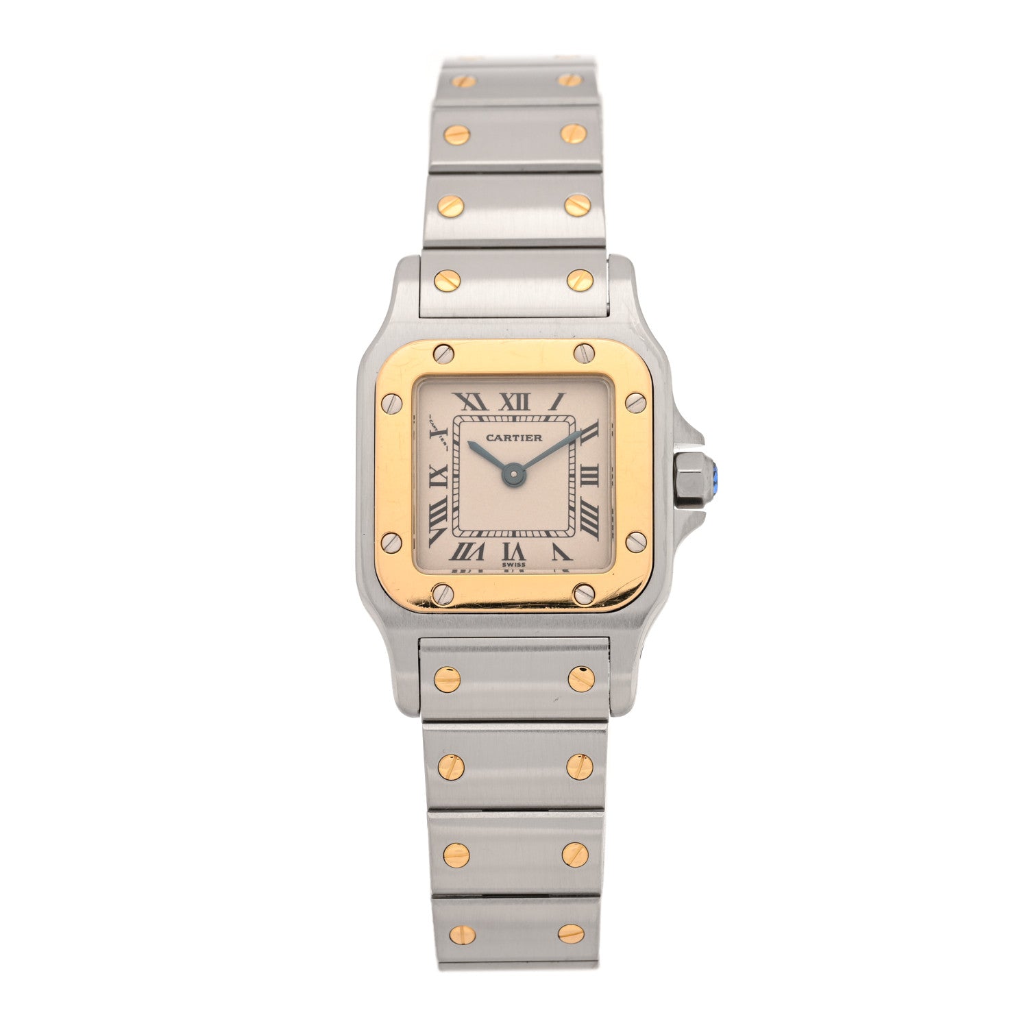 Cartier Stainless Steel 18K Yellow Gold 24mm Santos De Cartier Galbee Quartz Watch 1 of 4