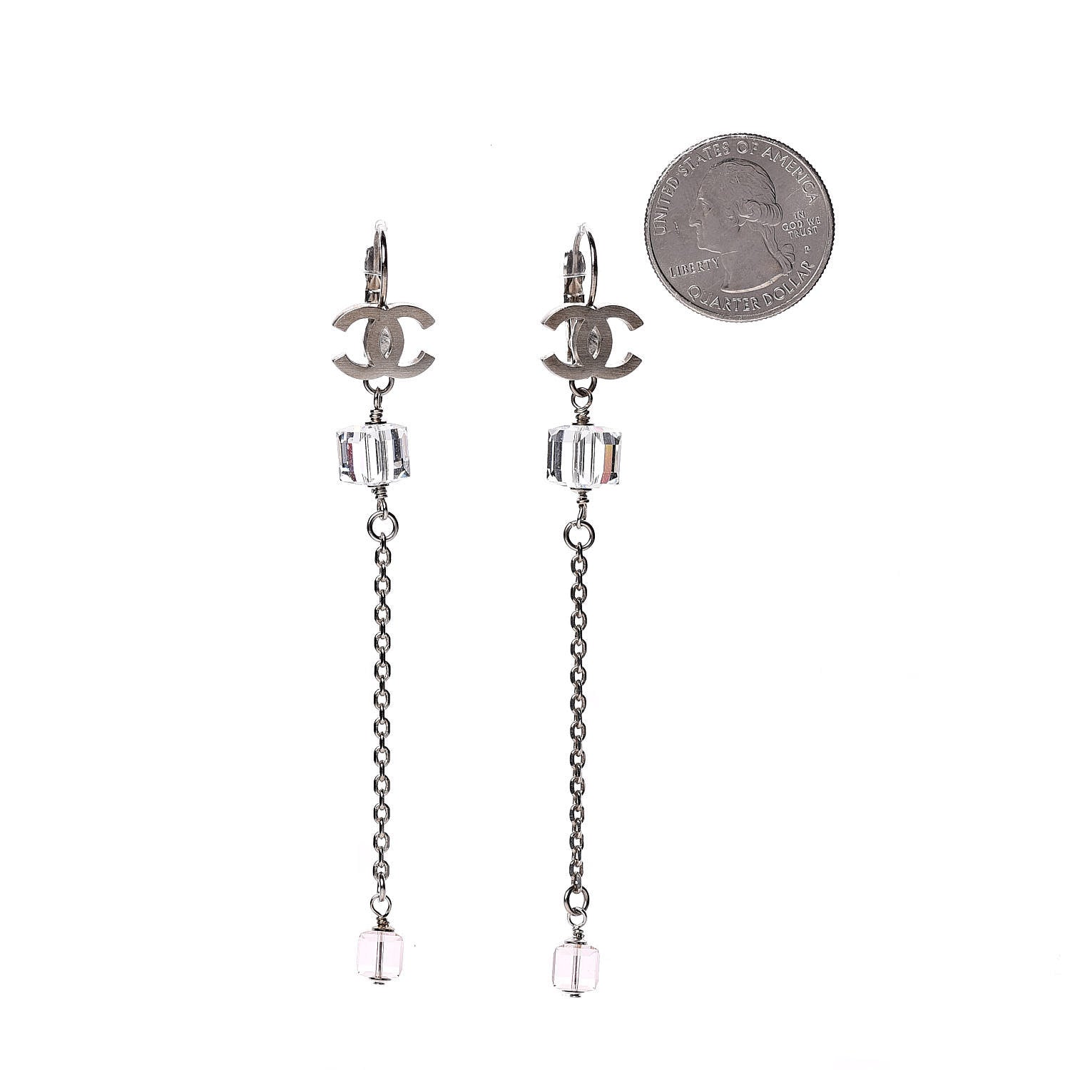 Chanel Crystal CC Dangle Earrings Vieux Rose 2 of 5