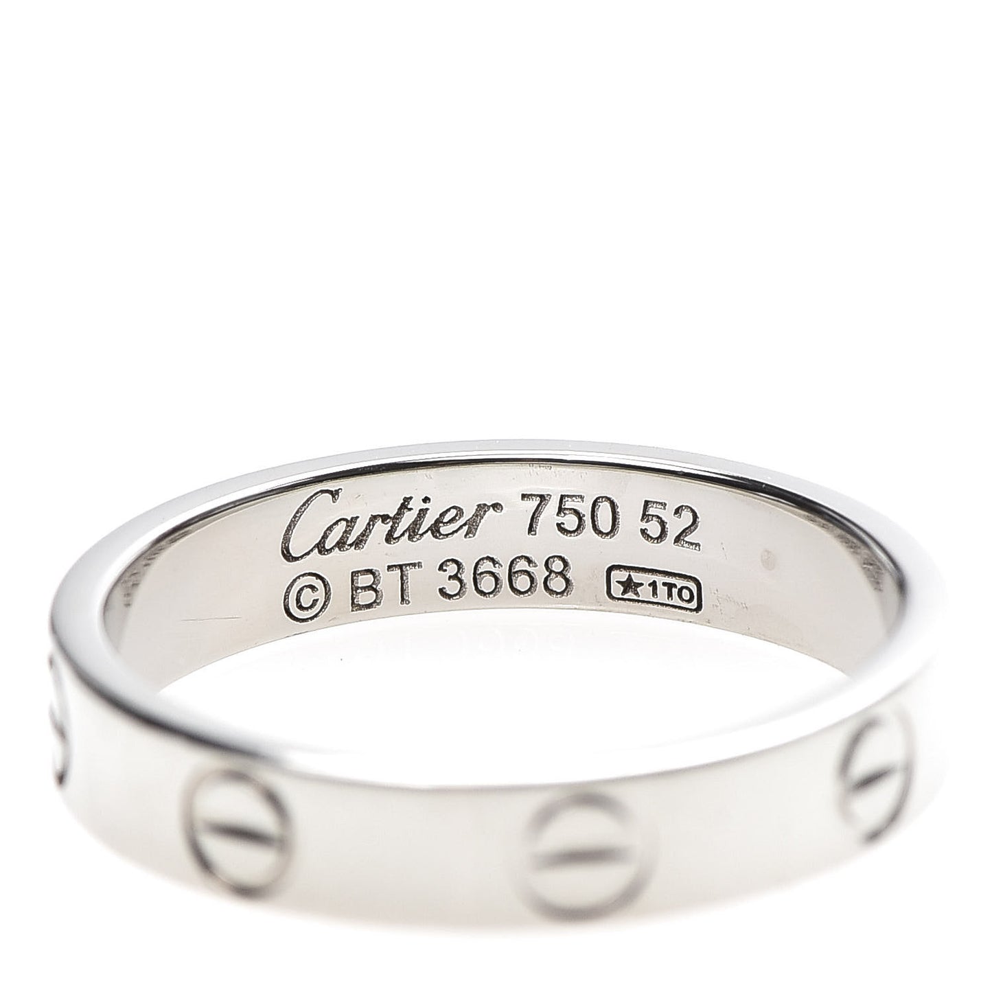 18K White Gold 3.5mm LOVE Wedding Band Ring 52 6