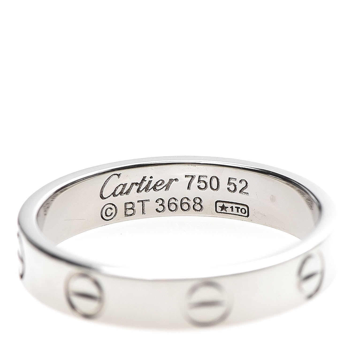 Cartier 18K White Gold 3.5mm LOVE Wedding Band Ring 52 6 4 of 4