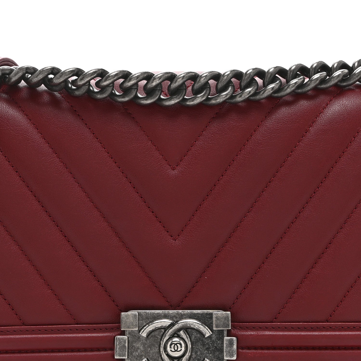 Chanel Calfskin Chevron Quilted Medium Boy Flap Red 16 of 20
