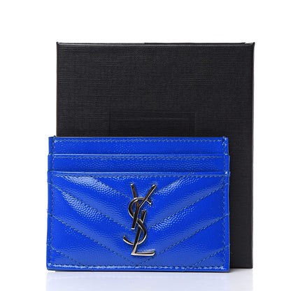 Saint Laurent Grain De Poudre Matelasse Credit Card Case Blue Majorelle 8 of 8
