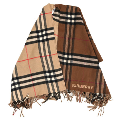 Burberry Wool Giant Check Central Split Cape Scarf Archive Beige Dark Birch Brown 1 of 3
