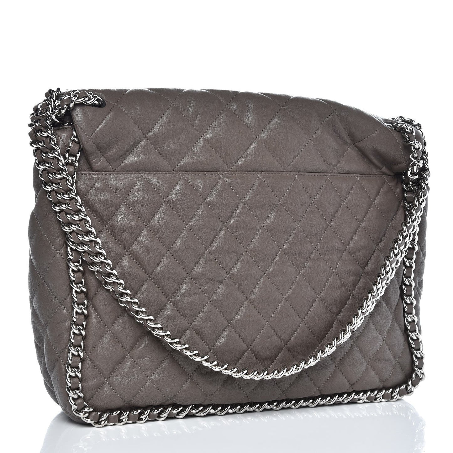 Washed Lambskin Quilted Chain Around Maxi Flap Taupe