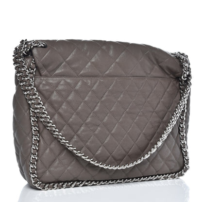 Chanel Washed Lambskin Quilted Chain Around Maxi Flap Taupe 3 of 8