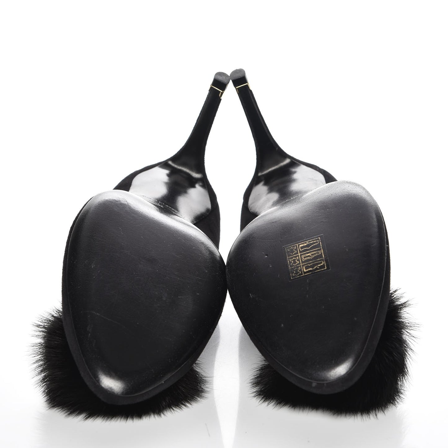 Suede Fur Pom Pumps 40 Black