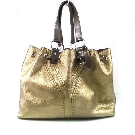 Saint Laurent Leather Reversible Tote Gold-Brown 1 of 10