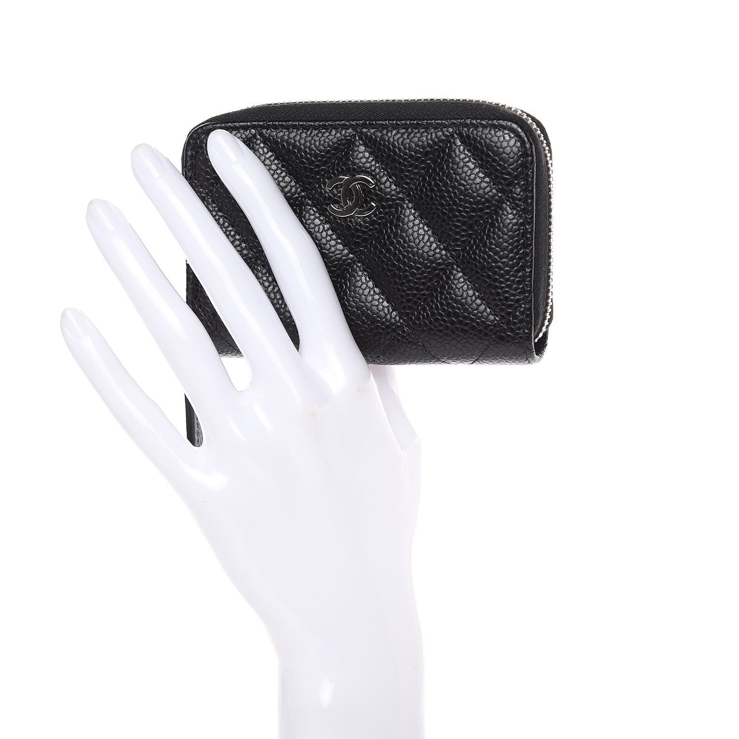 Chanel Caviar Quilted Zip Coin Purse Black 2 of 7