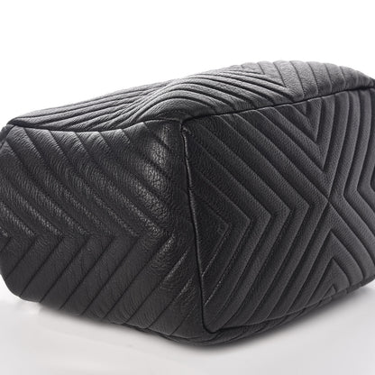 Chanel Deerskin Chevron Large CC Chain Bucket Drawstring Bag Black 6 of 10