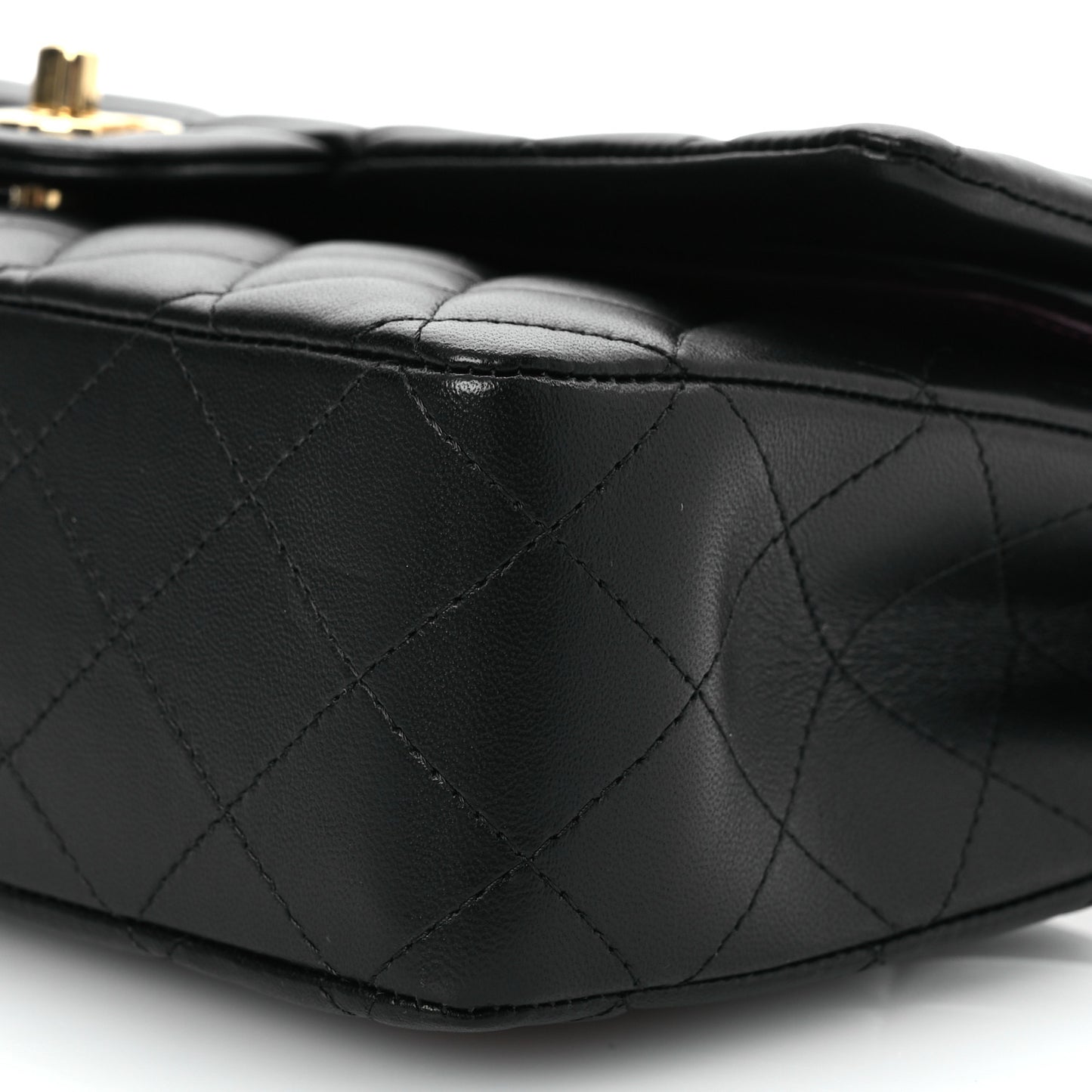 Lambskin Quilted Medium Double Flap Black