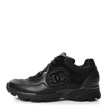 Chanel Toile Suede Calfskin CC Sneakers 35 Black 1 of 7