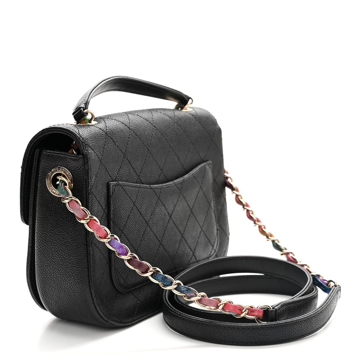 Chanel Grained Calfskin Quilted Small Cuba Top Handle Flap Black 3 of 12