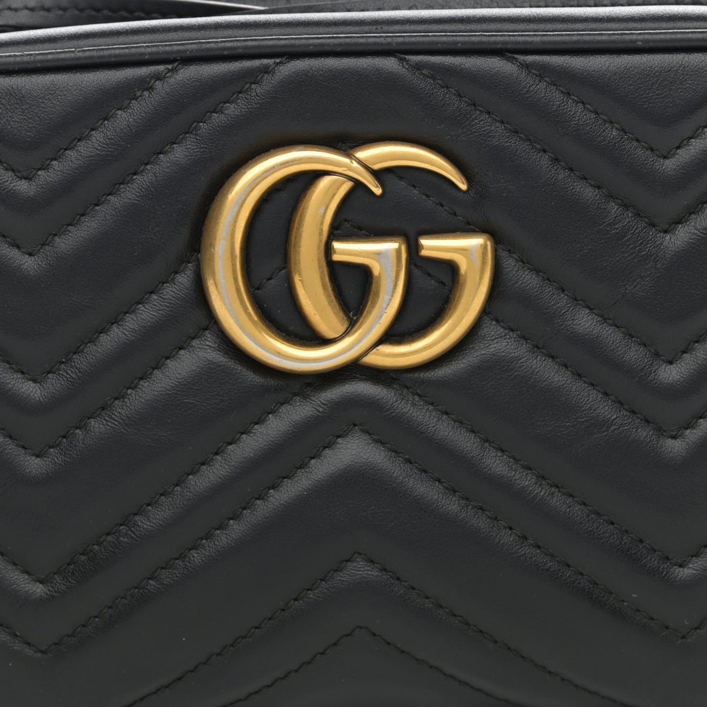 Calfskin Matelasse Small GG Marmont Chain Shoulder Bag Black