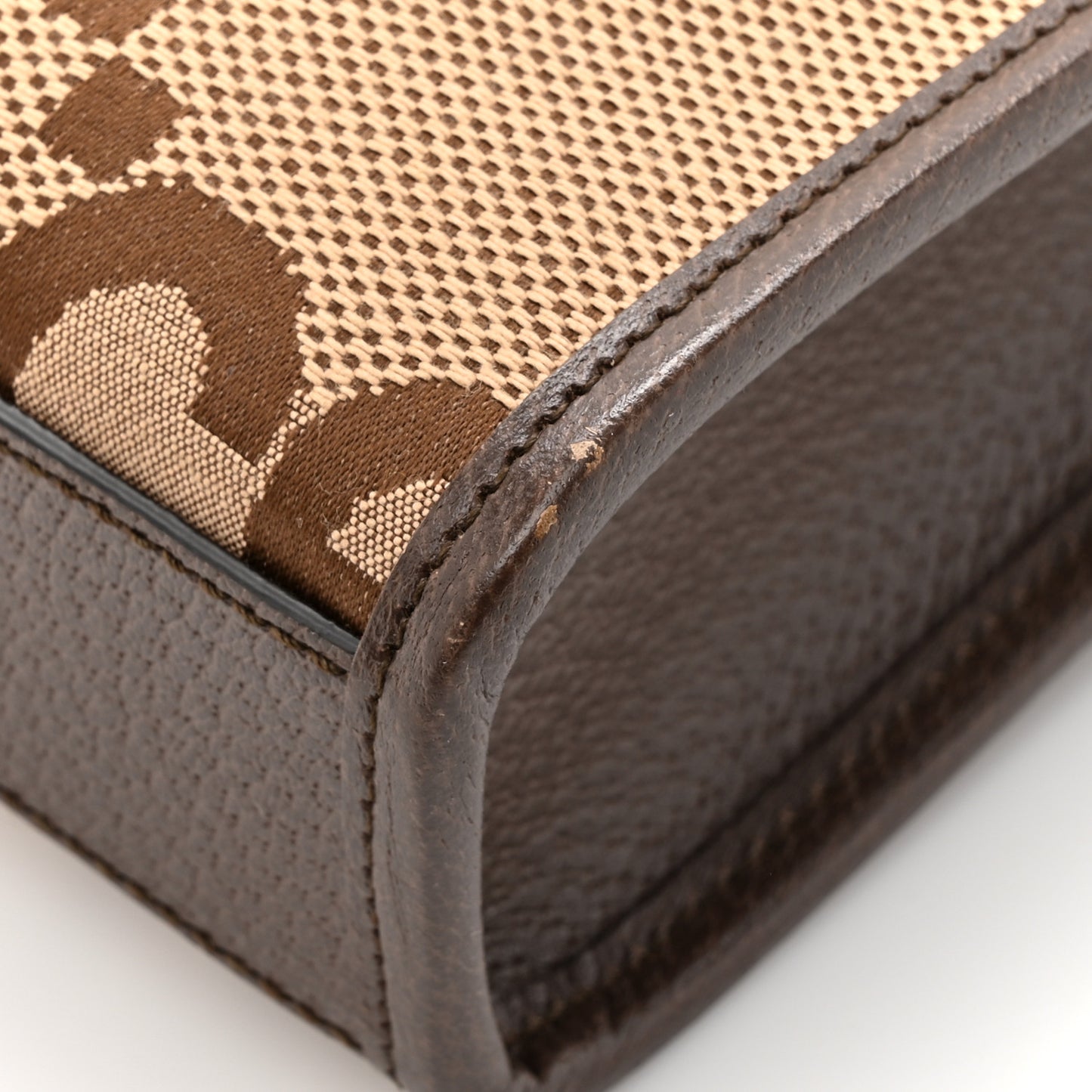 Monogram Jumbo GG Textured Dollar Calfskin Web Mini Vertical Tote Camel Ebony New Acero