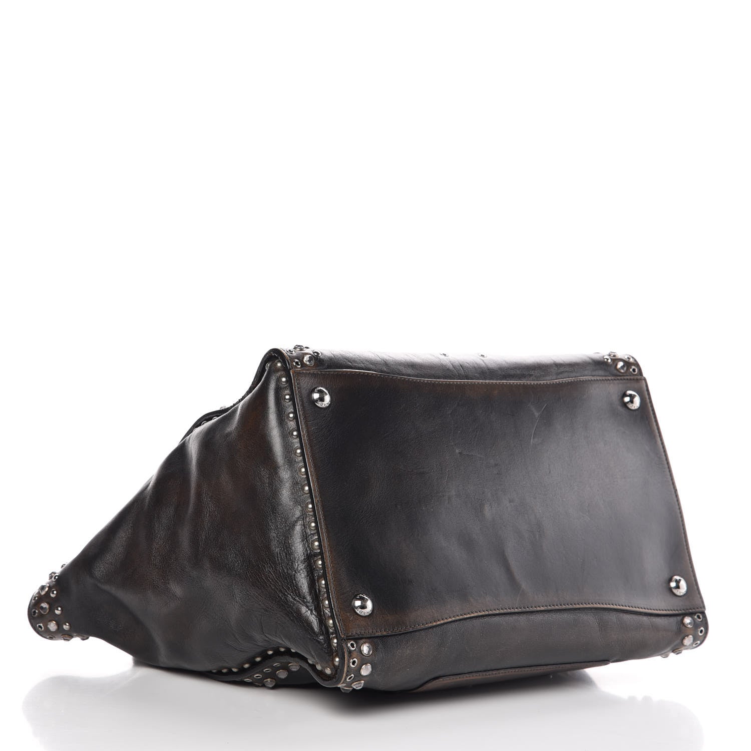 Prada Vitello Vintage Studded Twin Pocket Tote Ebano 4 of 22
