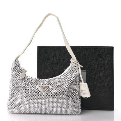 Prada Satin Crystal Mini Re-Edition 2000 Bag White 11 of 11