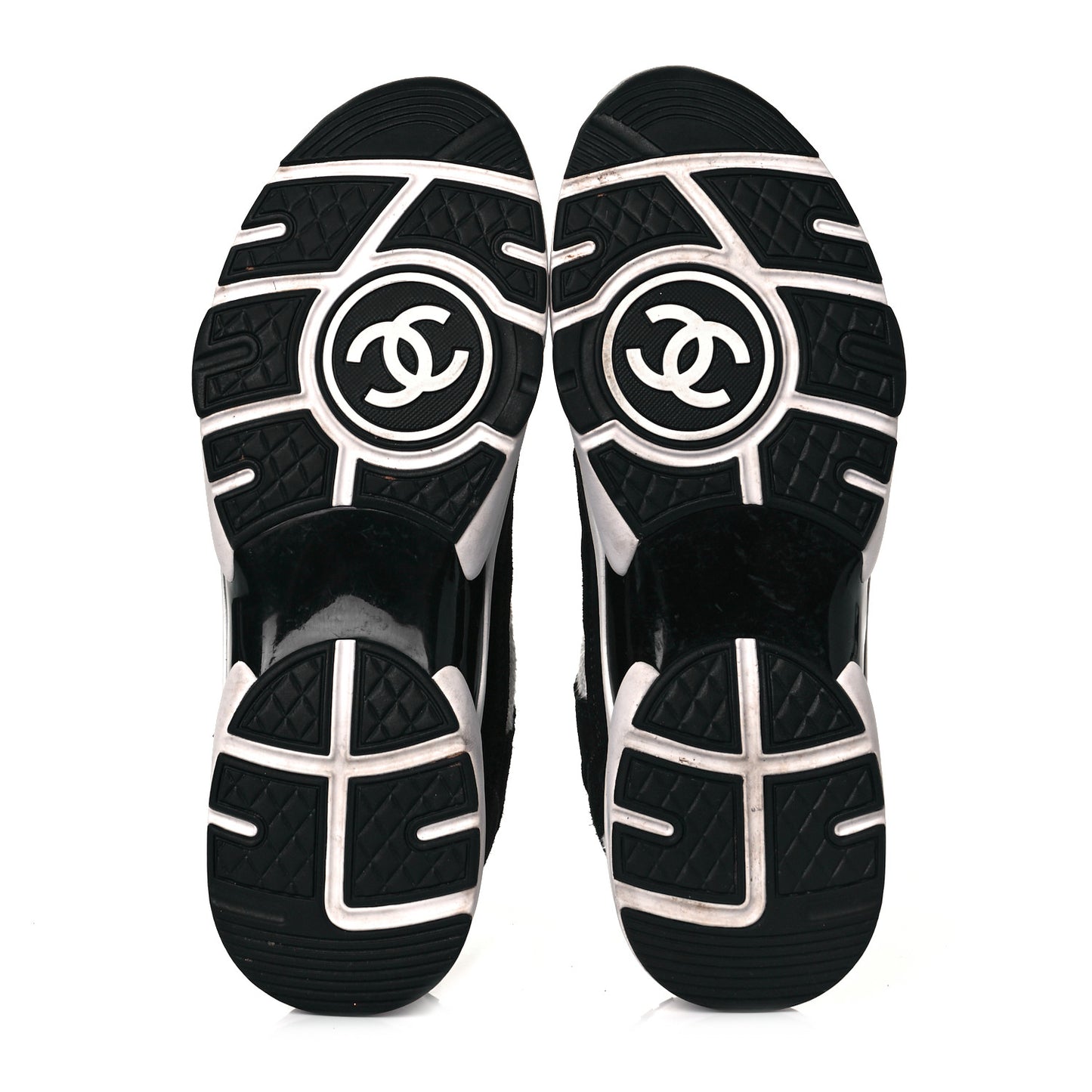 Fabric Suede Calfskin CC Sneakers 42 White Black