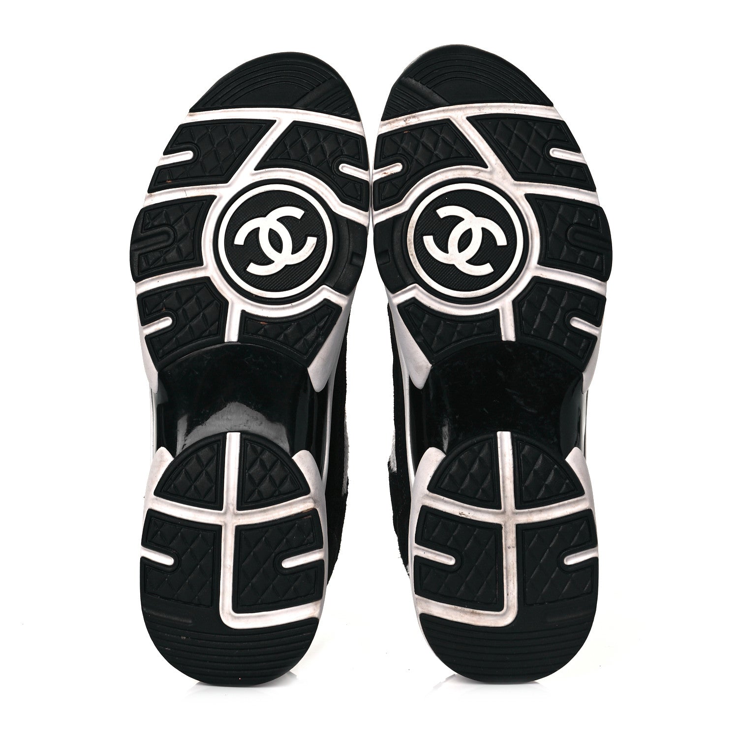 Chanel Fabric Suede Calfskin CC Sneakers 42 White Black 5 of 6
