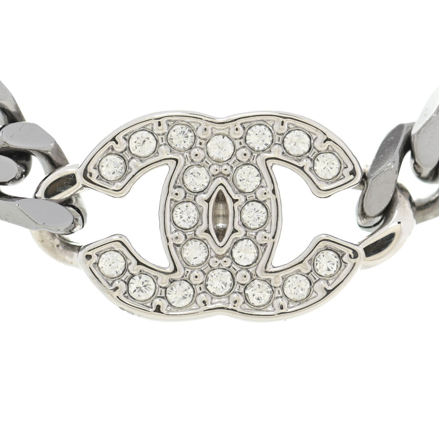 Chanel Ruthenium Crystal Chain CC Choker Silver 3 of 5