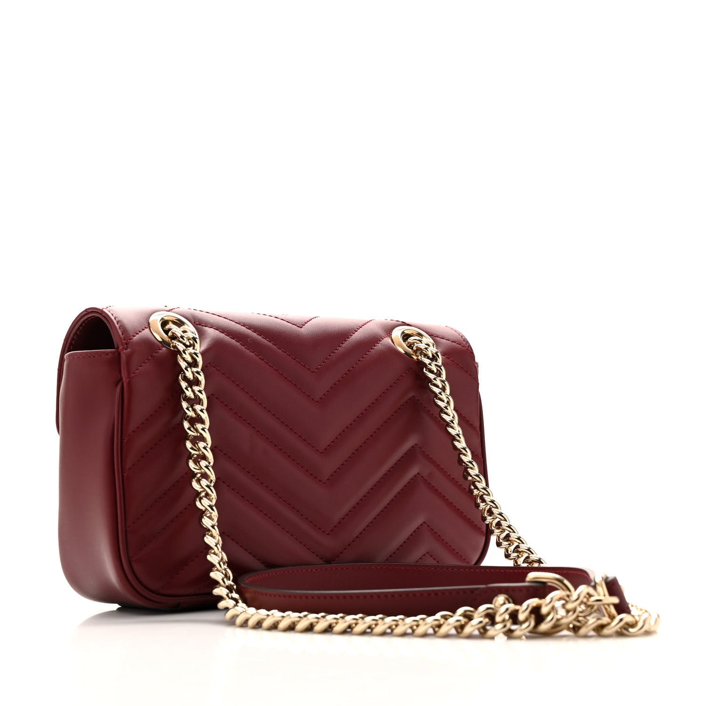Calfskin Matelasse Mini GG Marmont Shoulder Bag Rosso Ancora