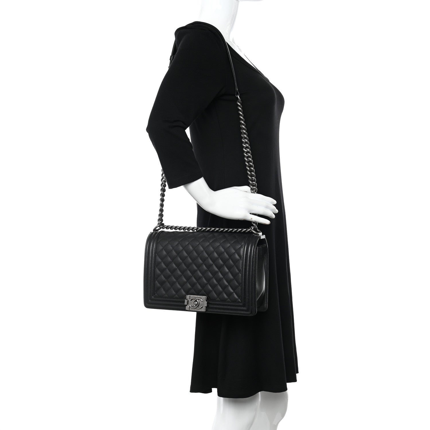Chanel Caviar Quilted New Medium Boy Flap Black 2 of 9