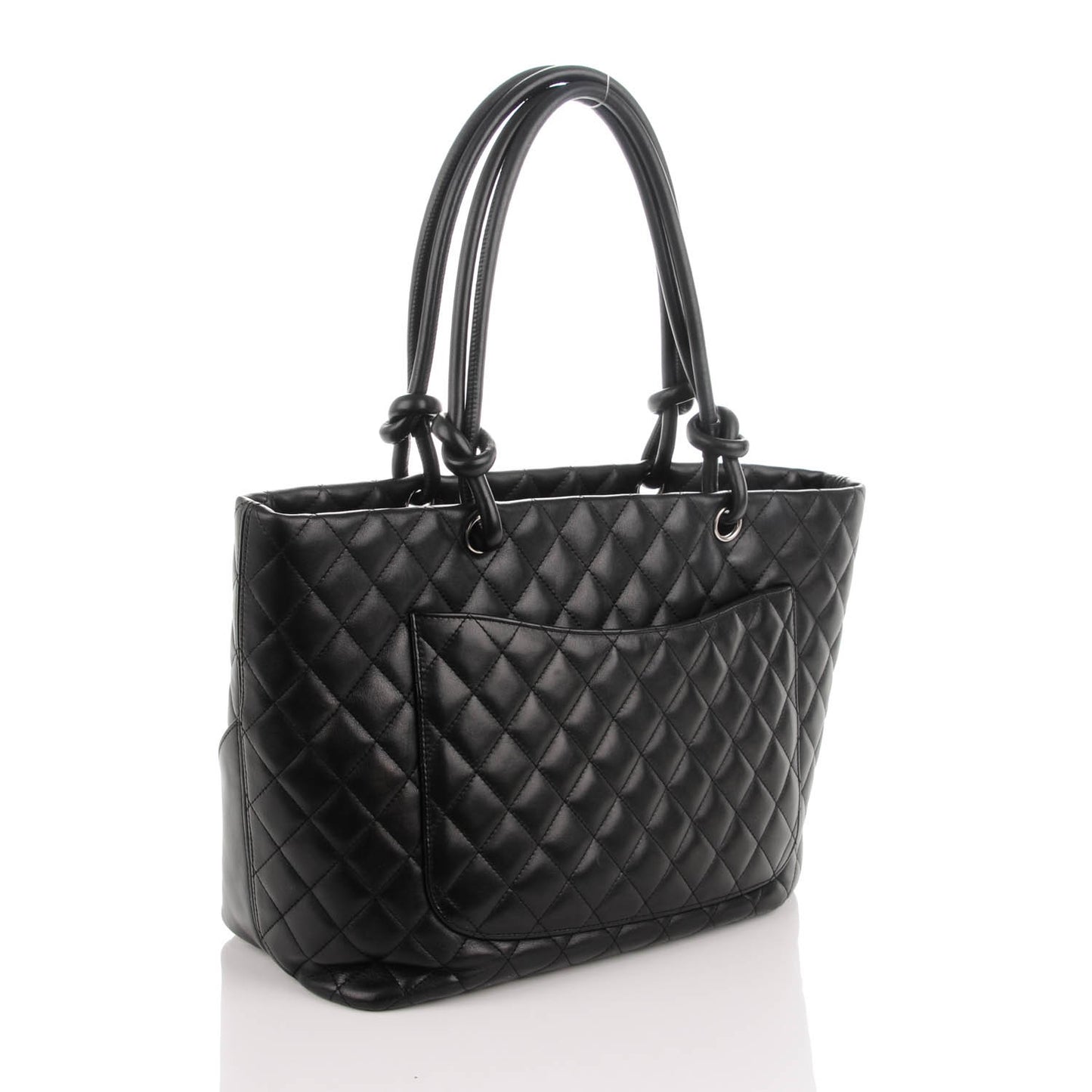 Calfskin Quilted Large Cambon Tote Black