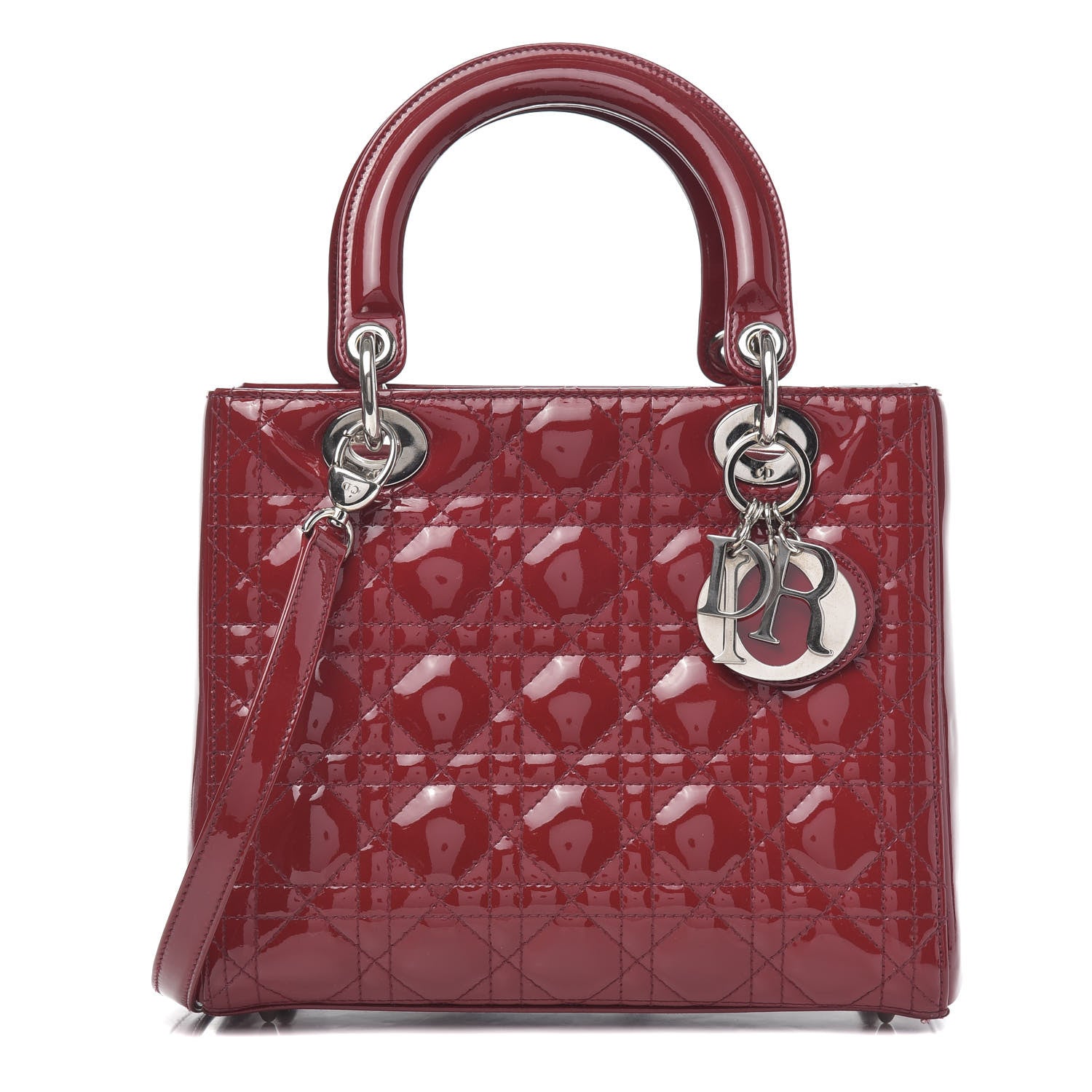 Christian Dior Patent Cannage Medium Lady Dior Burgundy Red 1 of 13