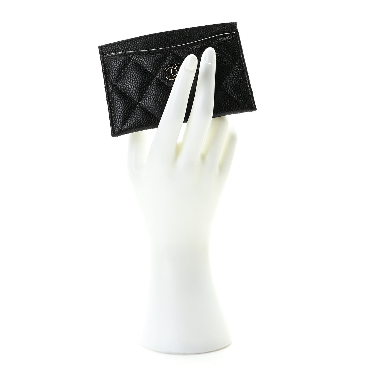 Caviar Quilted Card Holder Black