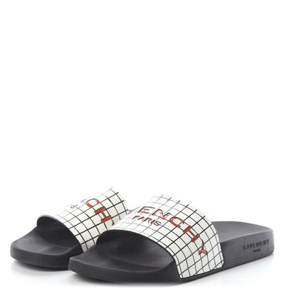 Givenchy Rubber Checkered Logo Pool Slide Sandals 38 Black 3 of 6