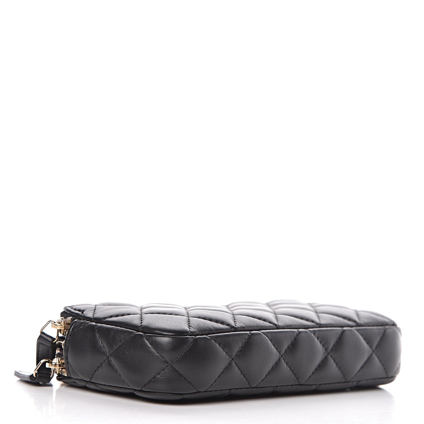 Lambskin Quilted Small Clutch With Chain Black