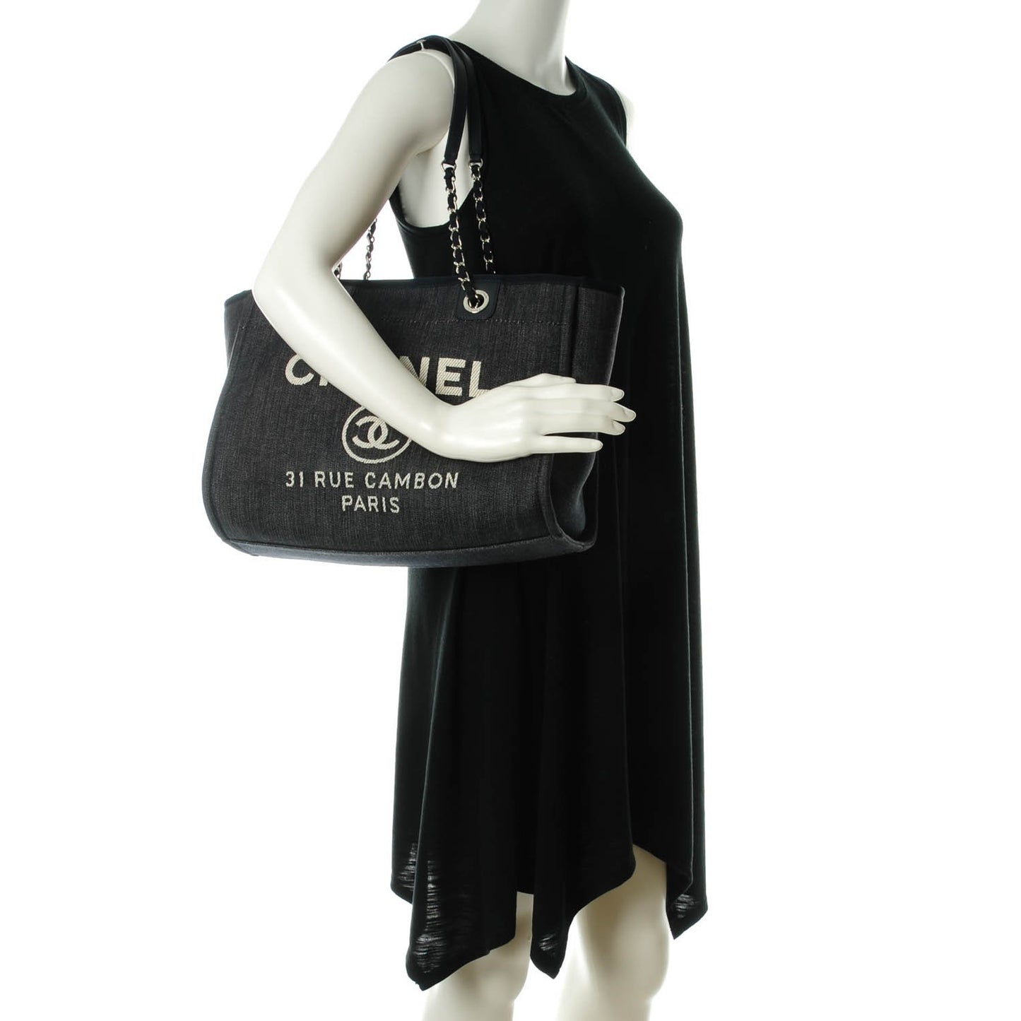 Canvas Small Deauville Tote Dark Blue