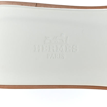 Hermes Box Calfskin Oran Sandals 37 White 7 of 9