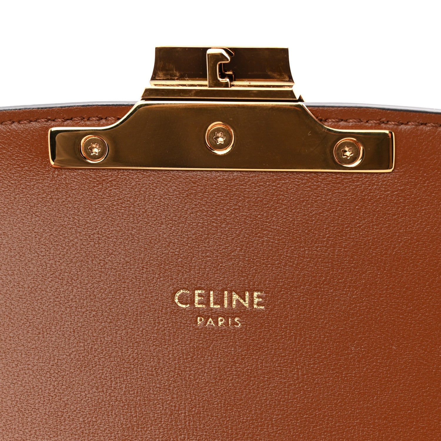 Celine Triomphe Canvas Calfskin Medium Triomphe Bag Tan 6 of 10