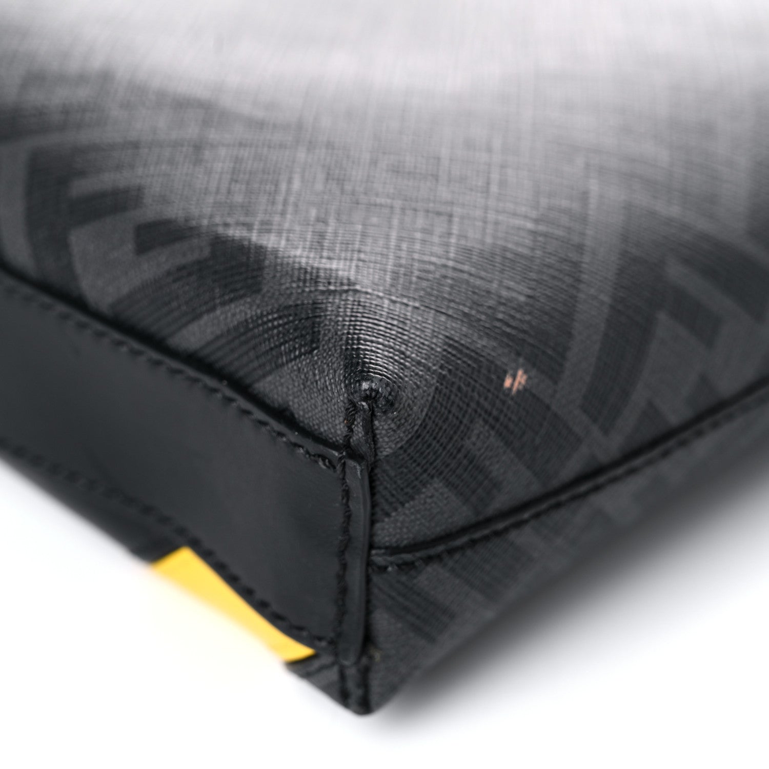 Fendi Glazed Fabric Vitello Liberty FF 1974 Diagonal Medium East West Messenger Black Sunflower 11 of 16