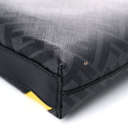 Fendi Glazed Fabric Vitello Liberty FF 1974 Diagonal Medium East West Messenger Black Sunflower 11 of 16