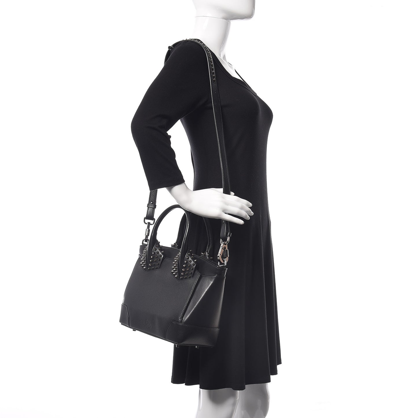 Grained Calfskin Spike Small Eloise Tote Black