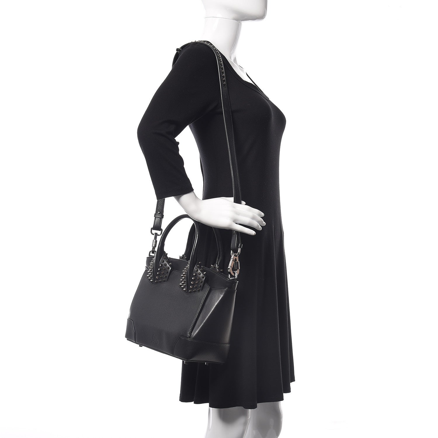 Christian Louboutin Grained Calfskin Spike Small Eloise Tote Black 2 of 10