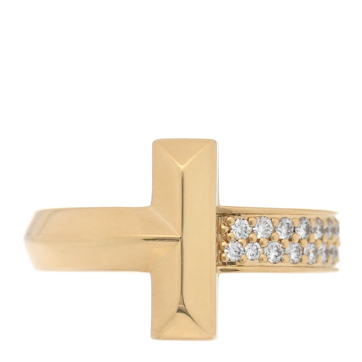 18K Yellow Gold Diamond T T1 Wide Ring 51 5.75