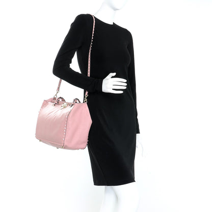 Valentino Garavani Calfskin Monochrome Medium Rockstud Tote Pop Gardenia 2 of 9