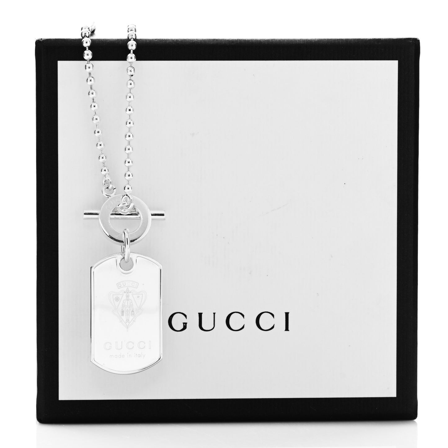 Sterling Silver Crest Dog Tag Toggle Necklace