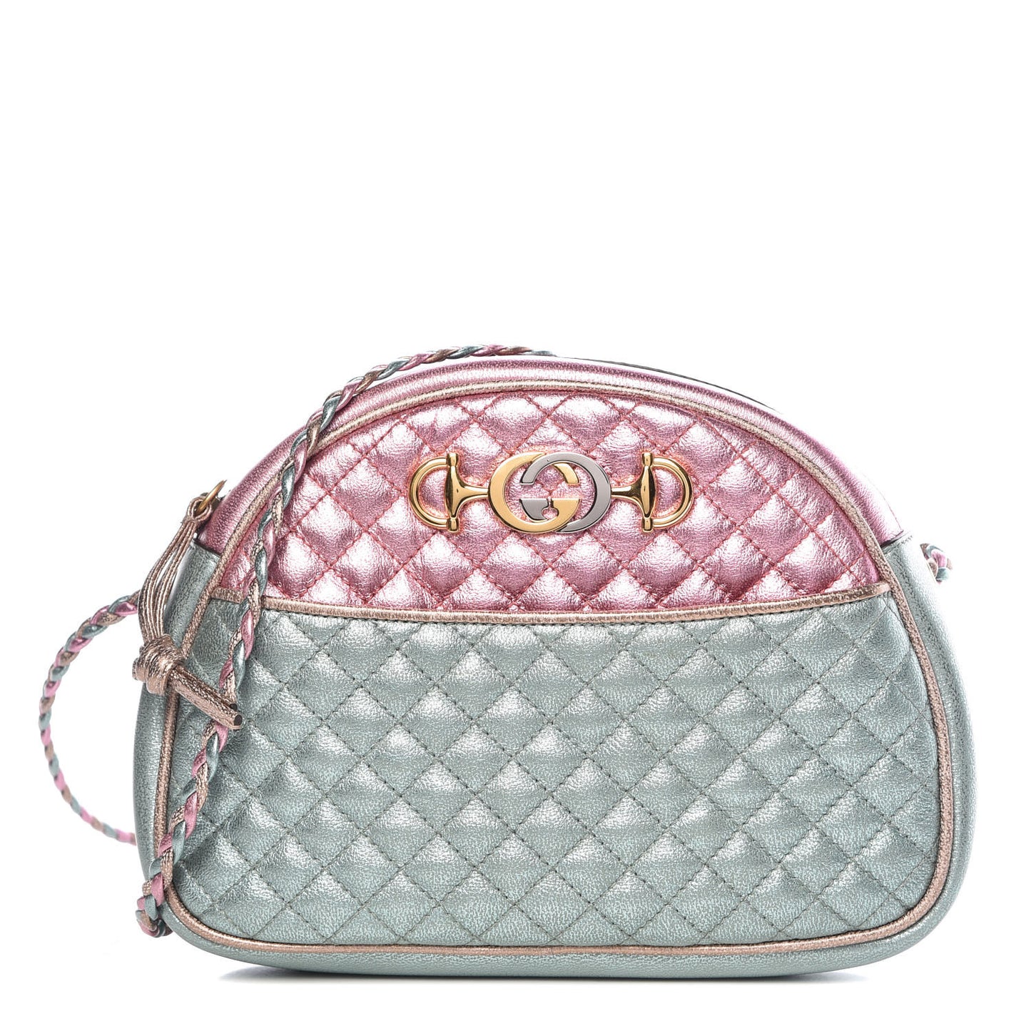 Laminated Nappa Trapuntata Mini Zumi Dome Shoulder Bag Rosa Lago Rame