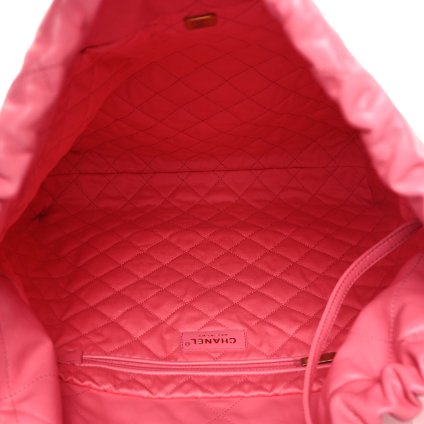 Shiny Calfskin Quilted Large Chanel 22 Coral Pink