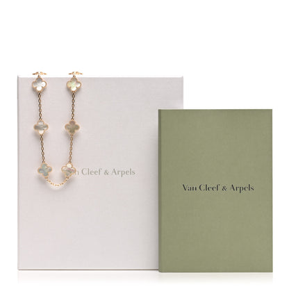 Van Cleef & Arpels 18K Yellow Gold Mother of Pearl 10 Motifs Vintage Alhambra Necklace 7 of 7