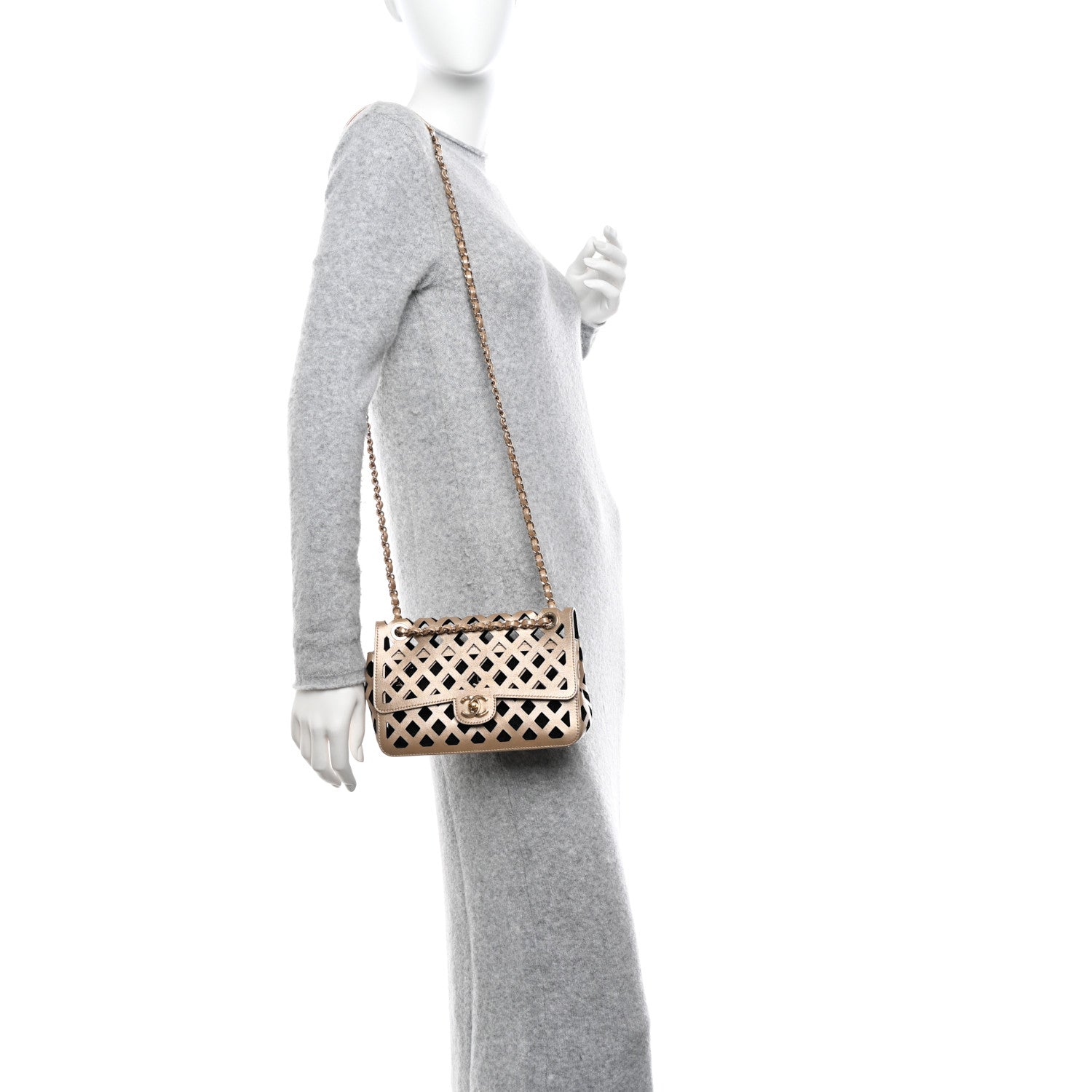 Chanel Metallic Lambskin Small Sea Through Flap Gold Black 2 of 14