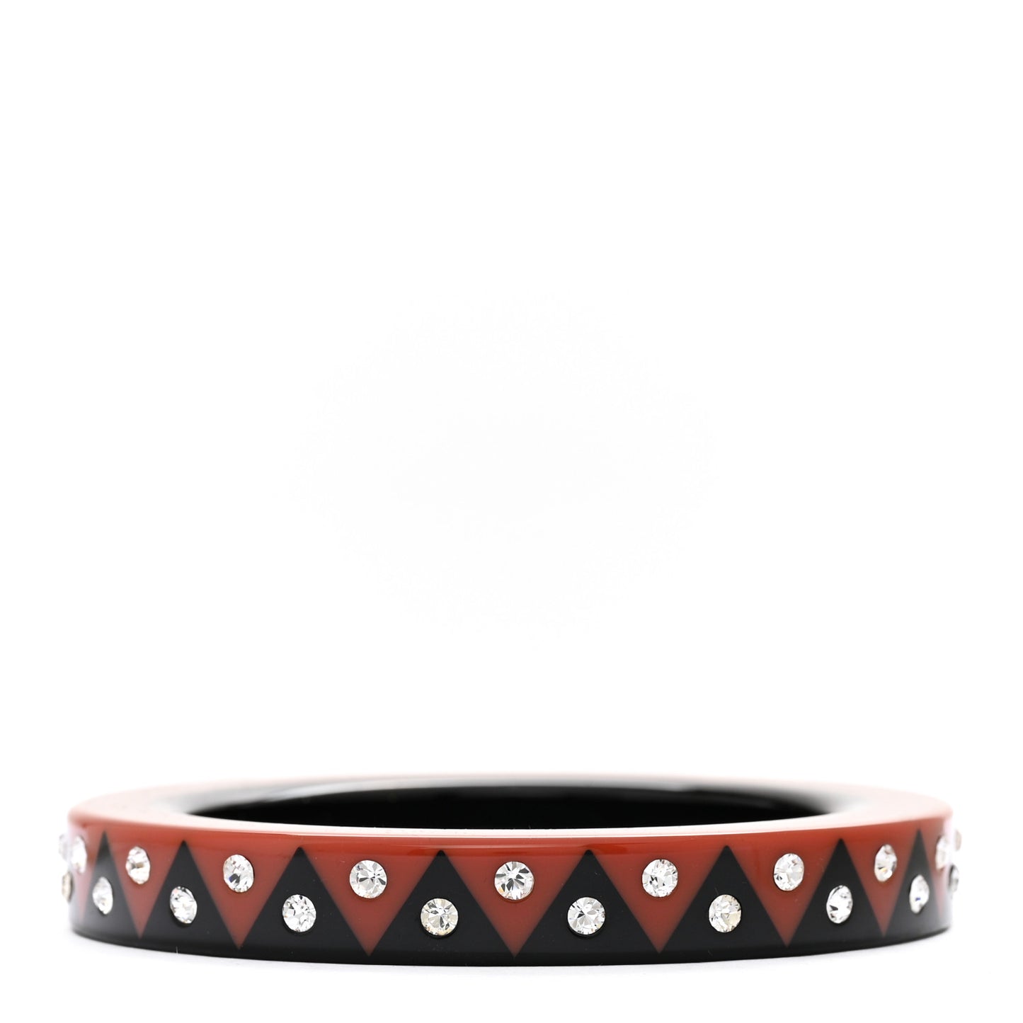 Crystal Resin Zigzag Bangle Bracelet M  Black Caramel