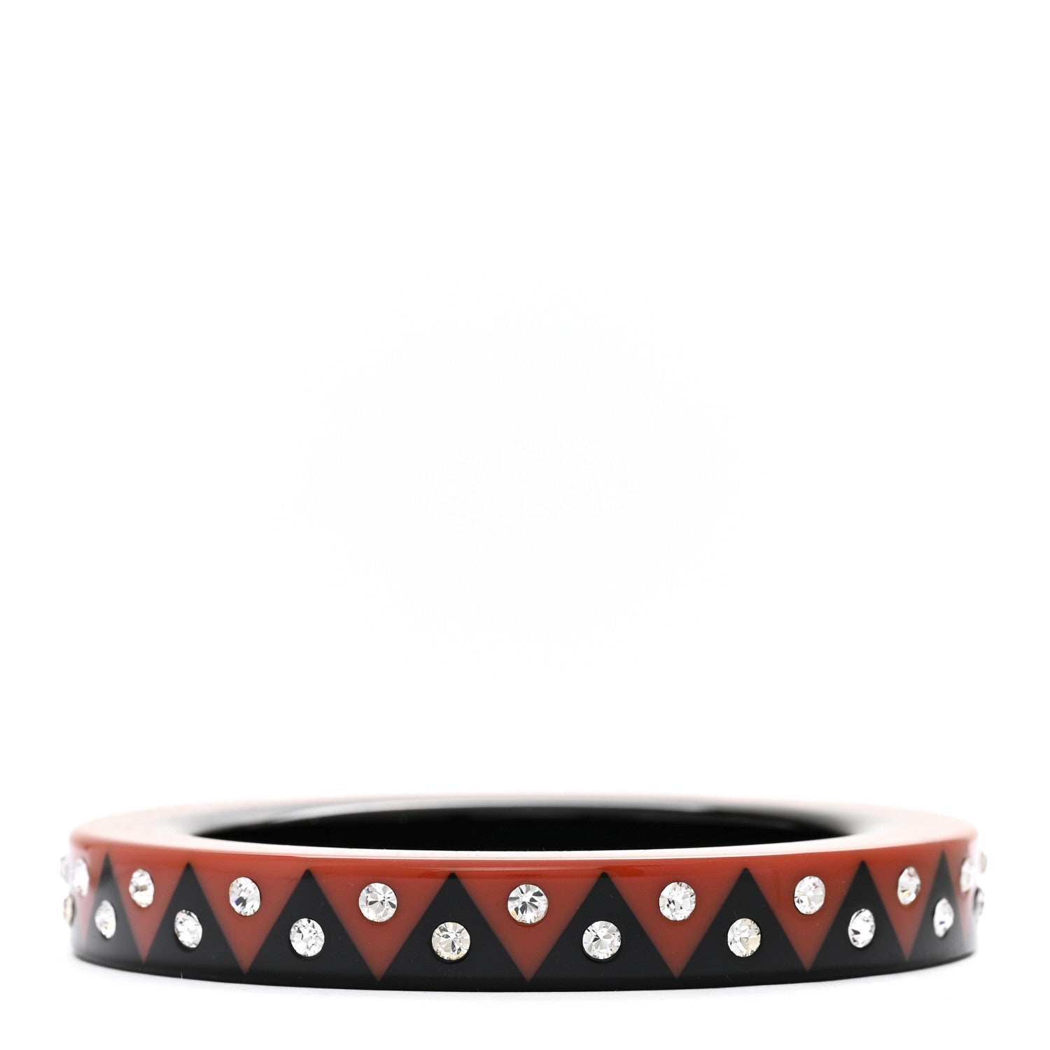 Louis Vuitton Crystal Resin Zigzag Bangle Bracelet M  Black Caramel 1 of 5