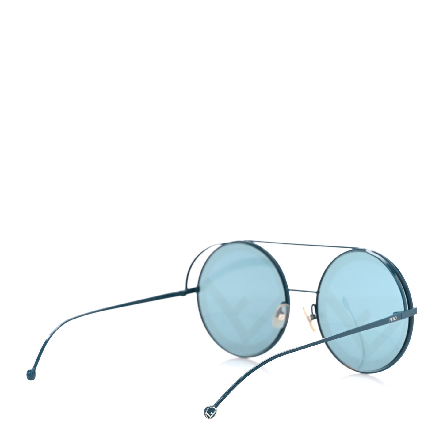 Metal F is Fendi Printed Run Away Round Frame Sunglasses FF 0285/S Blue