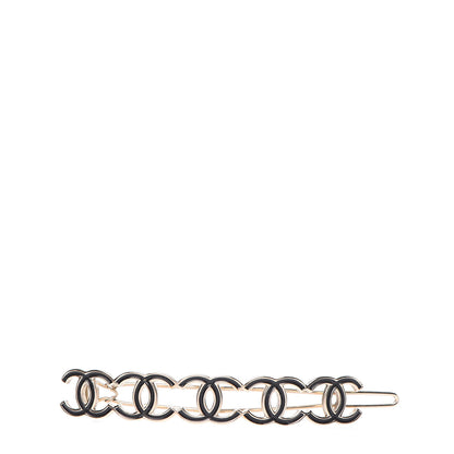 Chanel CC Hair Clip Barrette Black Gold 1 of 4