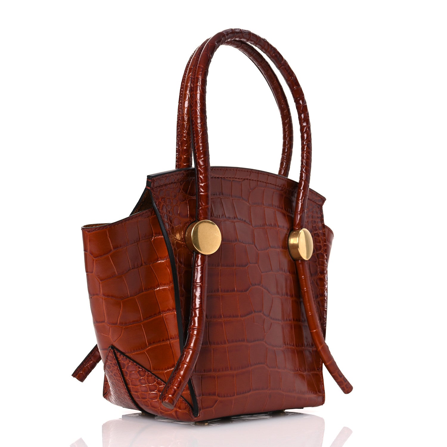 Proenza Schouler Calfskin Crocodile Embossed Small Pipe Bag Chestnut 2 of 16