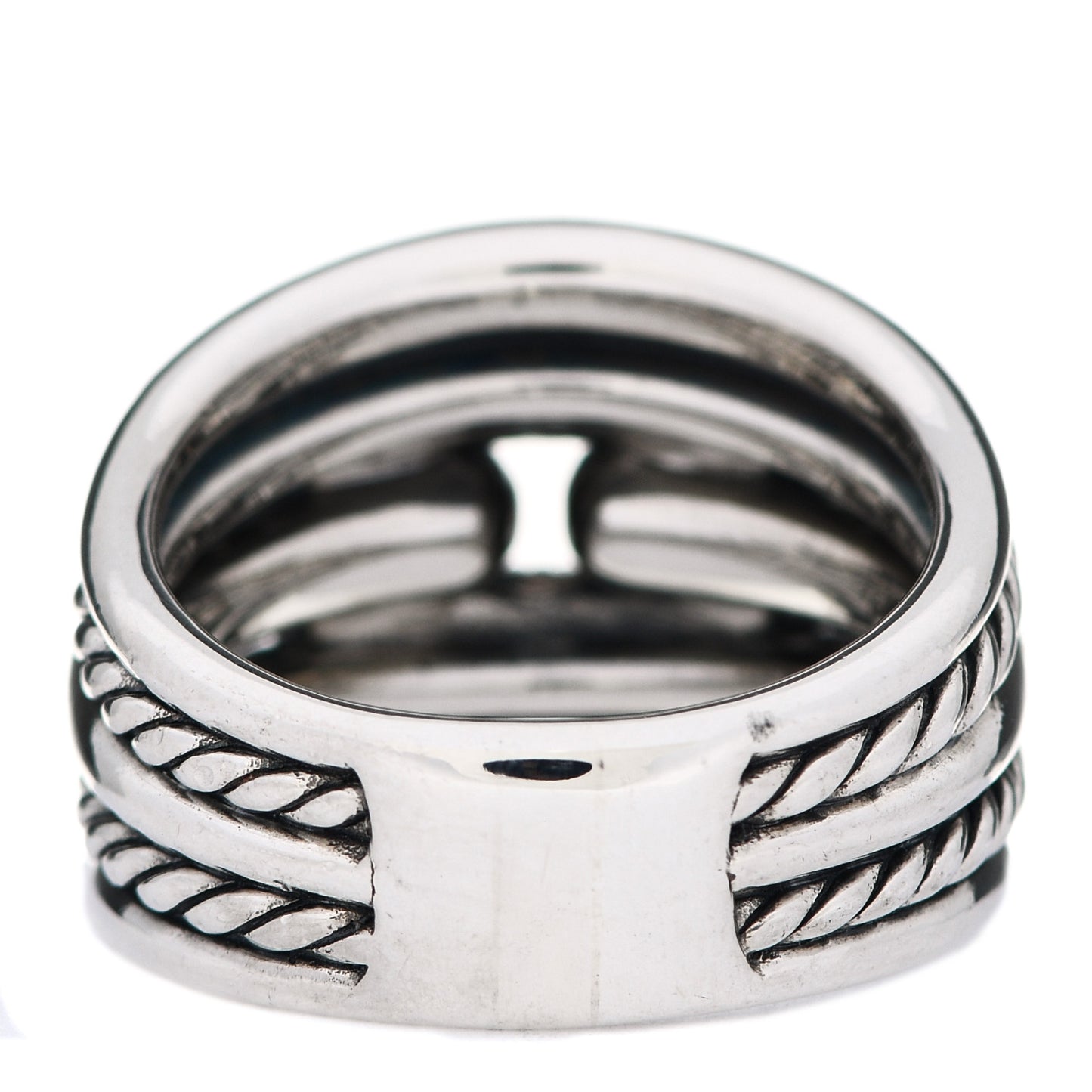Sterling Silver Diamond Thoroughbred Cushion Link Ring 55 7.5